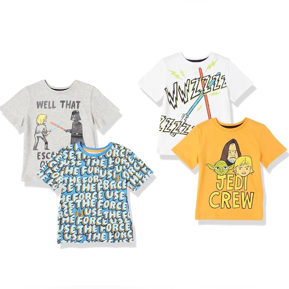 Amazon Kids Star Wars Graphic Tee Set - Yellow, White, Gray, Blue